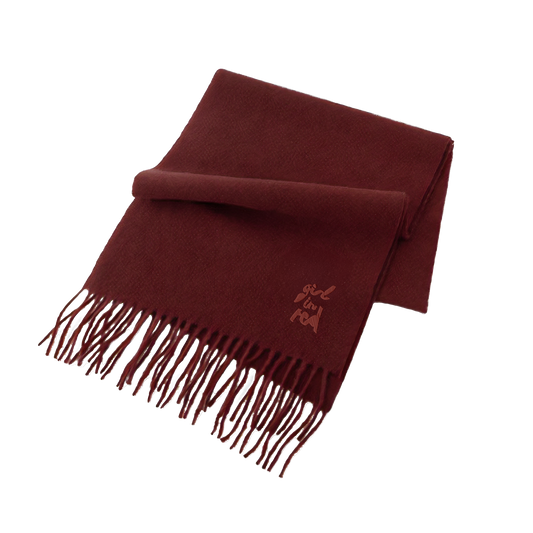 Logo Embroidered Red Scarf